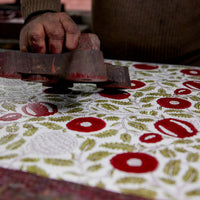 Block Printed Wrapping Paper Sheets | Marigold Glitz Scarlet